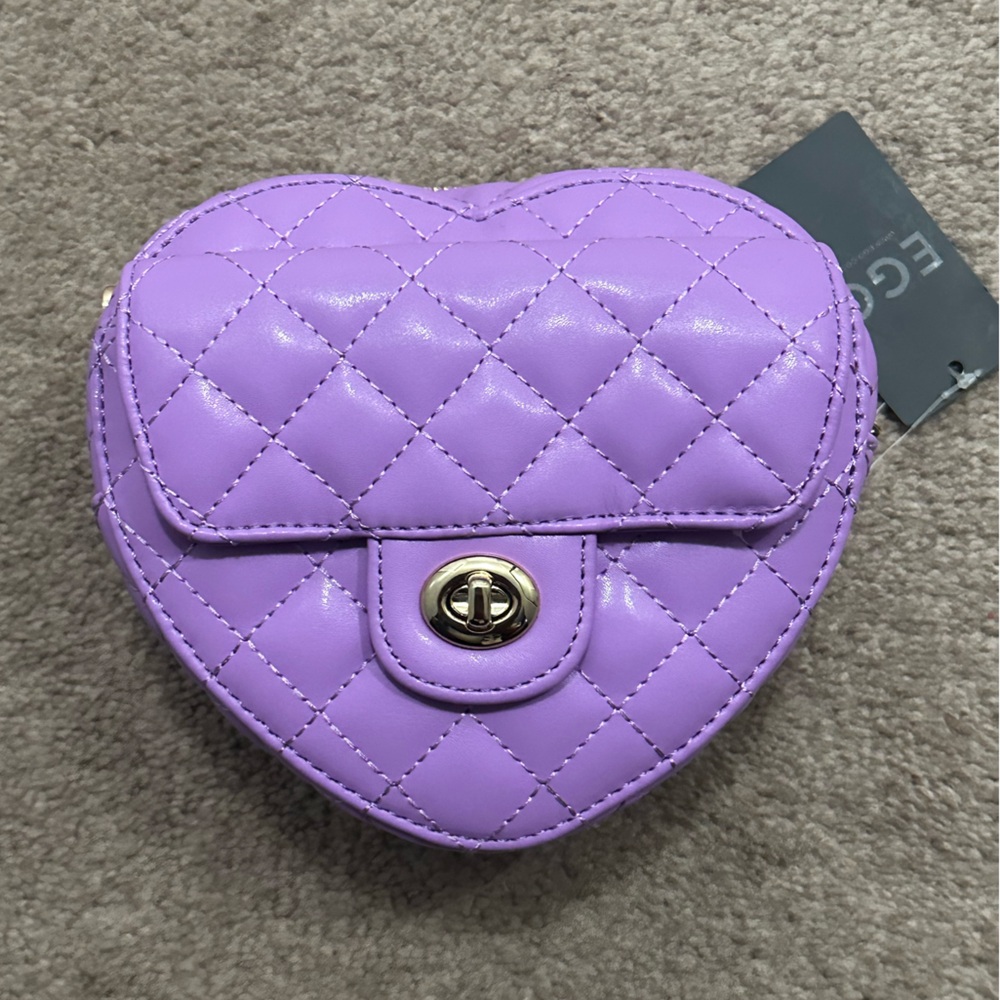 NWT | EGO Purple Quilted Heart Crossbody Bag